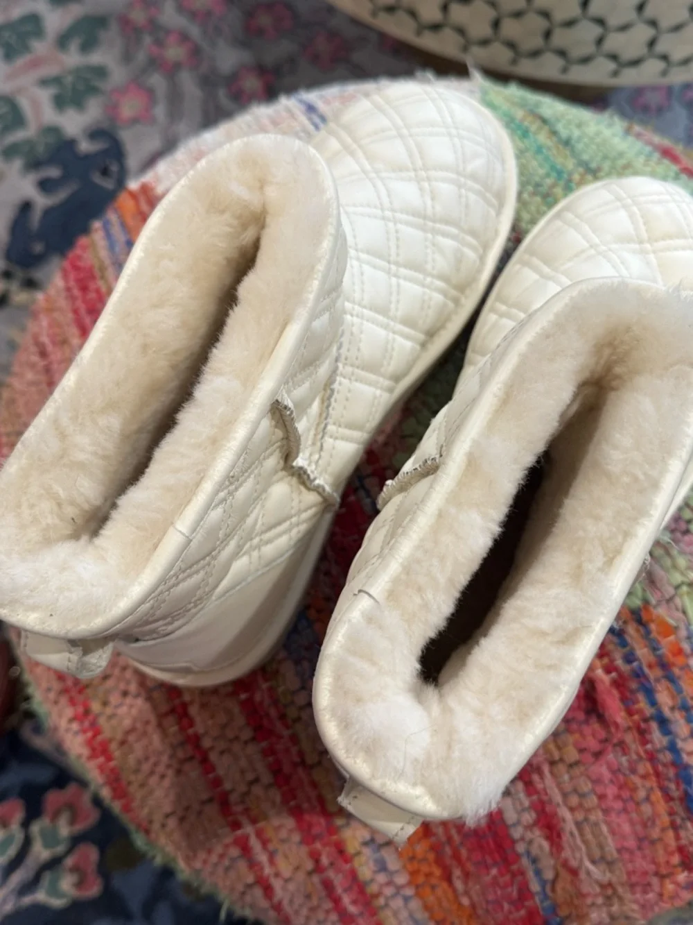 🤍 UGG Quilted Ankle Booties in Cream with Shearling Trim‎
